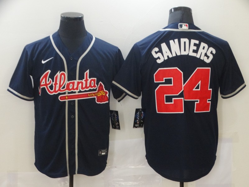 Atlanta Braves #24 Deion Sanders Navy Stitched Jersey - Zenithce