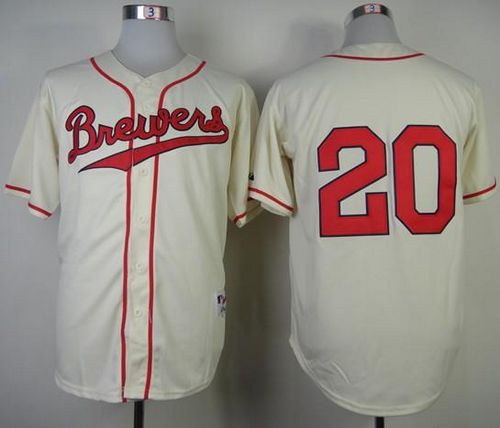 Brewers #20 Jonathan Lucroy Cream 1948 Turn Back The Clock Stitched Jersey - Zenithce