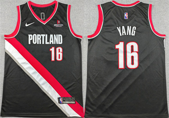 Portland Trail Blazers #16 Yang Hansen Black Icon Edition Stitched Jersey - Zenithce