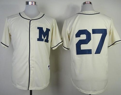 Brewers #27 Carlos Gomez Cream 1913 Turn Back The Clock Stitched Jersey - Zenithce