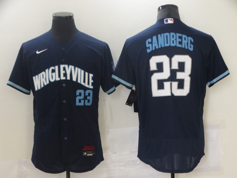 Chicago Cubs Blank 2021 #23 Ryne Sandberg Navy City Connect Stitched Jersey - Zenithce