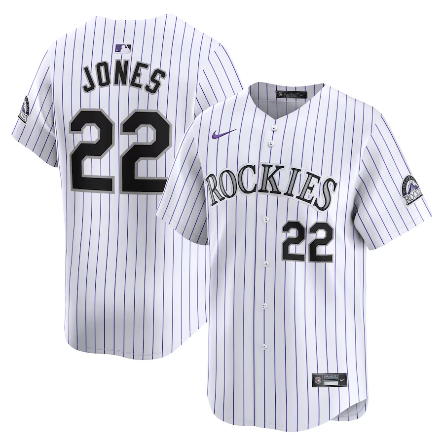 Colorado Rockies #22 Nolan Jones White Home Limited Stitched Jersey - Zenithce
