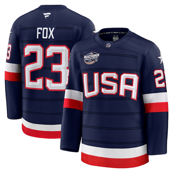 USA #23 Adam Fox Navy 2025 4 Nations Stitched Jersey - Zenithce
