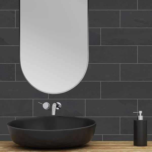 Florida Tile Home Collection Galactic Slate Black 12 in. x 24 in. Matte Porcelain Floor and Wall Tile - Zenithce