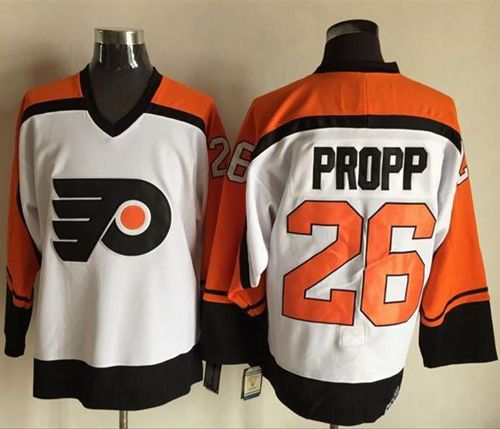 Flyers #26 Brian Propp White Black CCM Throwback Stitched Jersey - Zenithce