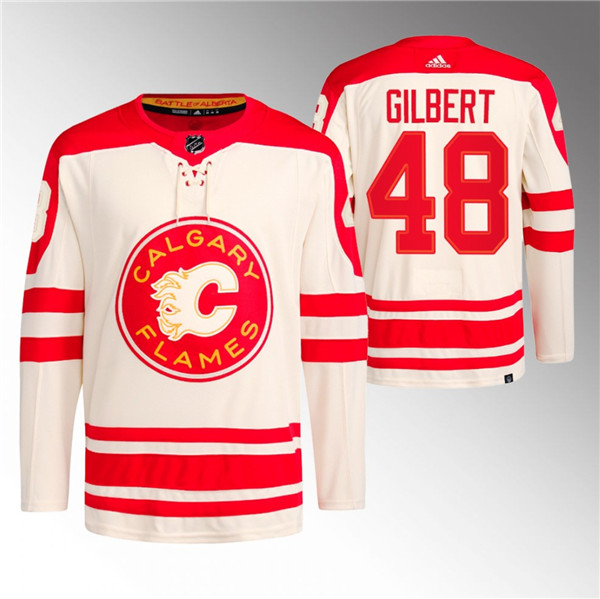 Calgary Flames #48 Dennis Gilbert 2023 Cream Classic Primegreen Stitched Jersey - Zenithce