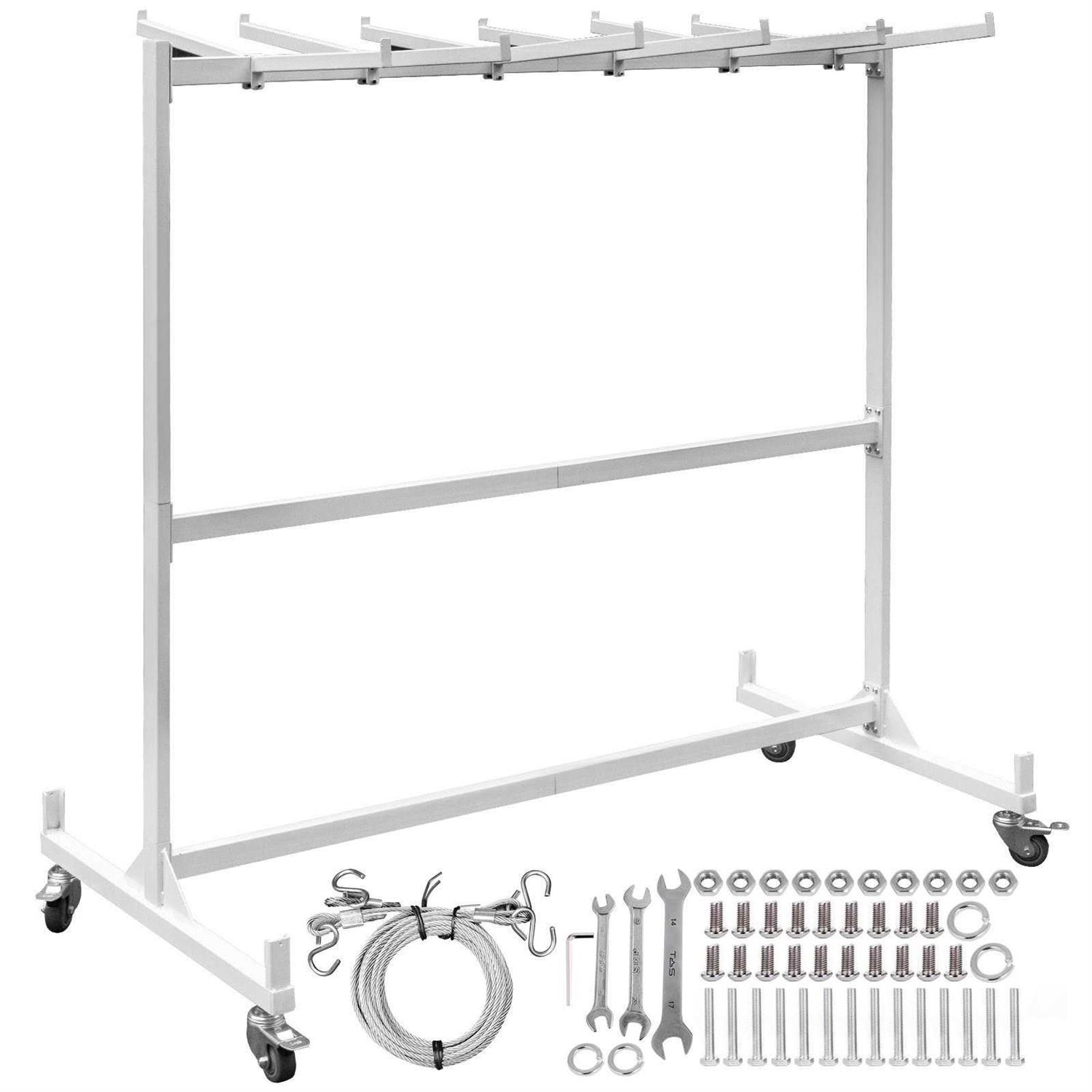 VEVOR Folding Chair and Table Cart 750 lbs. Capacity Combo Cart for 42 Chairs and 12 Tables White Frame Folding Chair Racks - Zenithce