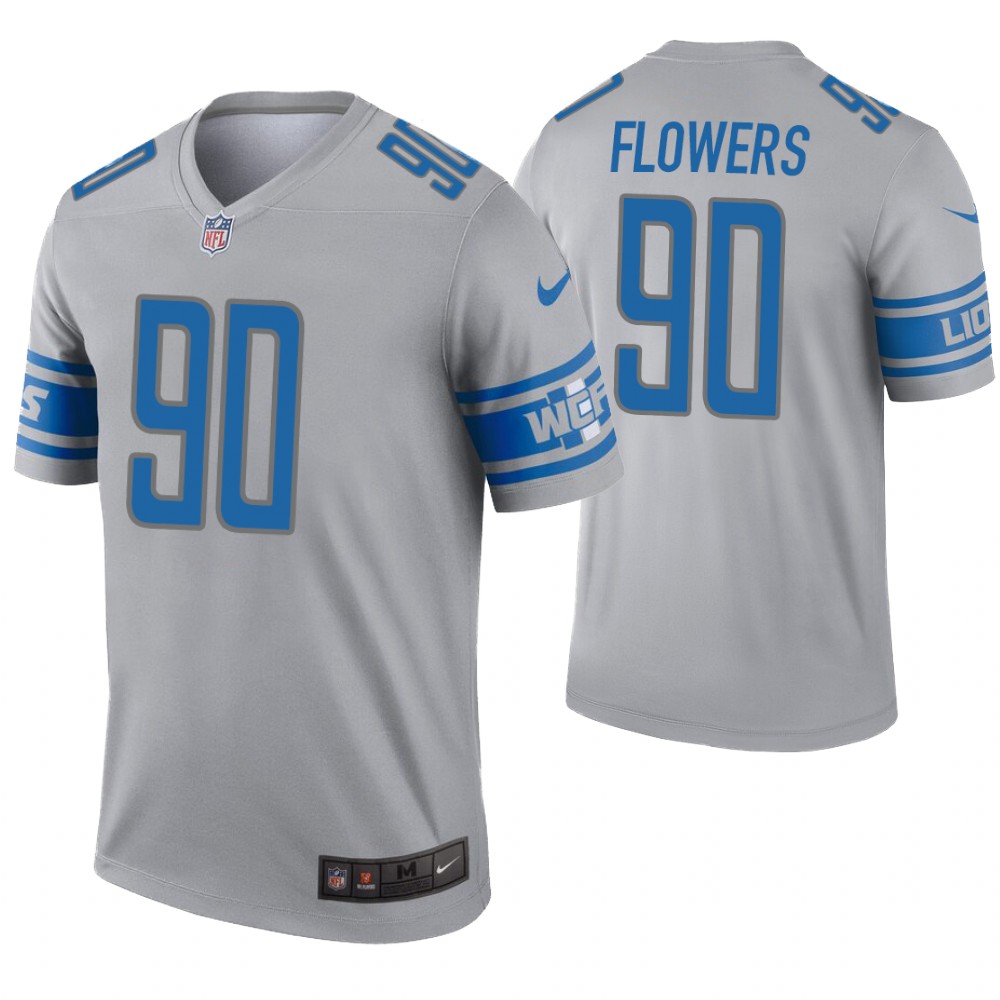 Detroit Lions #90 Trey Flowers Gray Inverted Legend Jersey - Zenithce