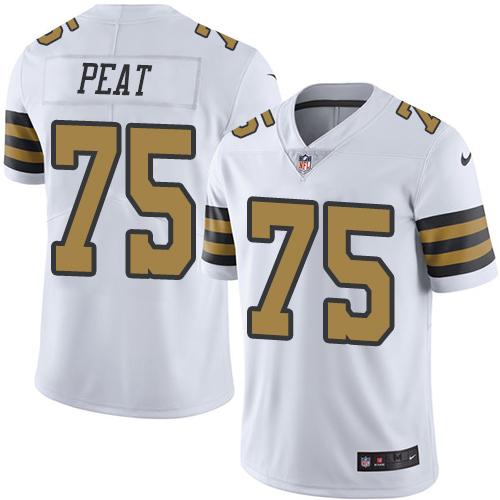 Saints #75 Andrus Peat White Stitched Limited Rush Nike Jersey - Zenithce