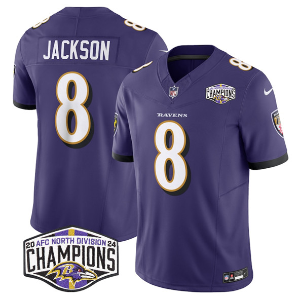 Baltimore Ravens #8 Lamar Jackson Purple F.U.S.E. 2024 AFC North Division Champions Vapor Limited Jersey - Zenithce