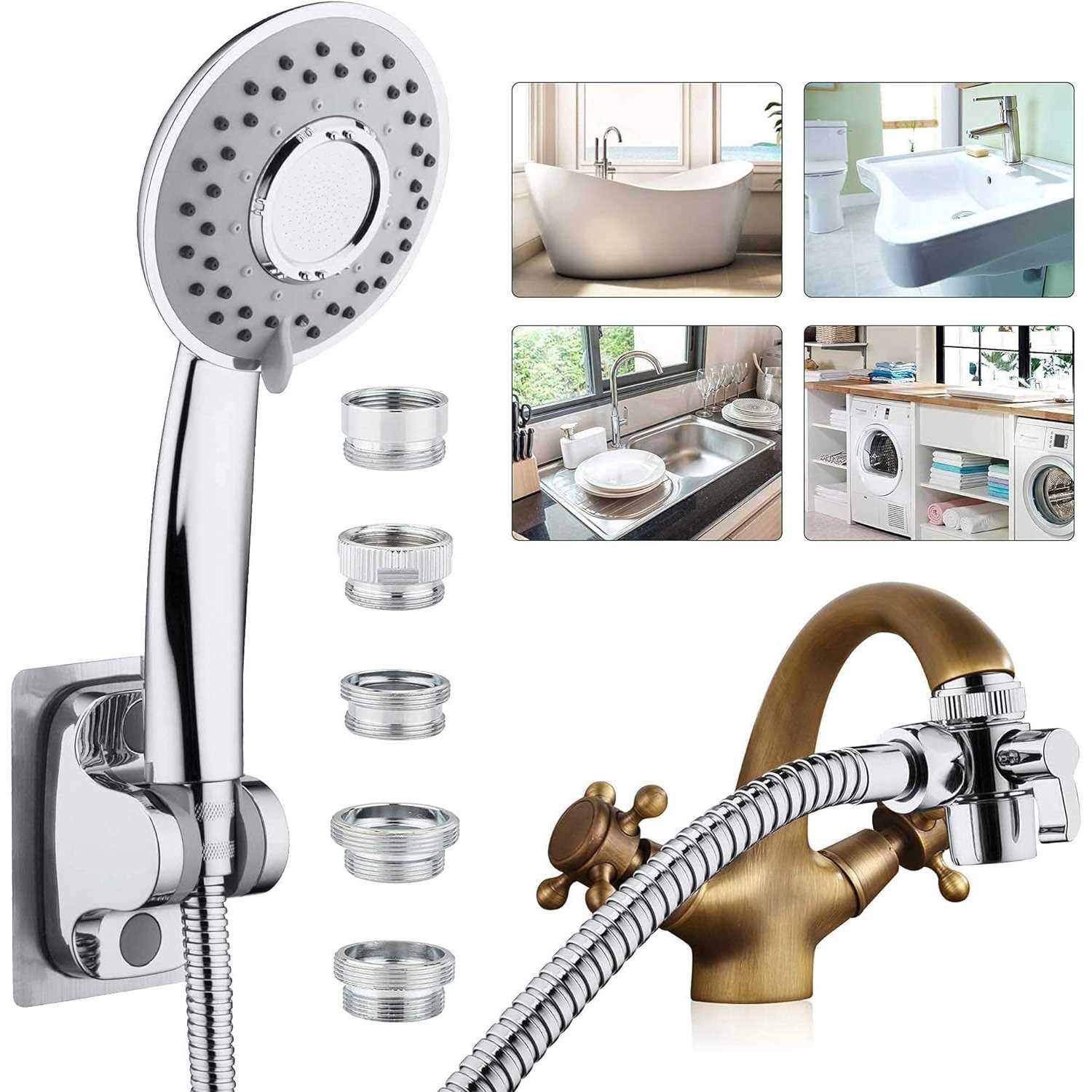 ZCONIEY Sink Faucet Sprayer Attachment Hair Pet Rinser Showerhead with Stop Water-saving Function - Zenithce