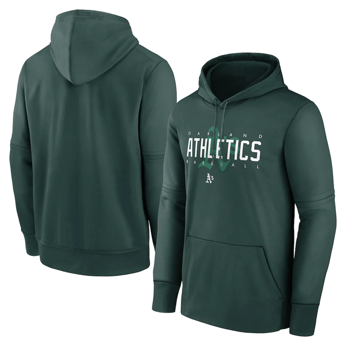 Oakland Athletics Green Pregame Performance Pullover Hoodie - Zenithce