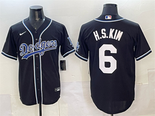 Los Angeles Dodgers #6 H.S.Kim Black Cool Base Stitched Jersey - Zenithce