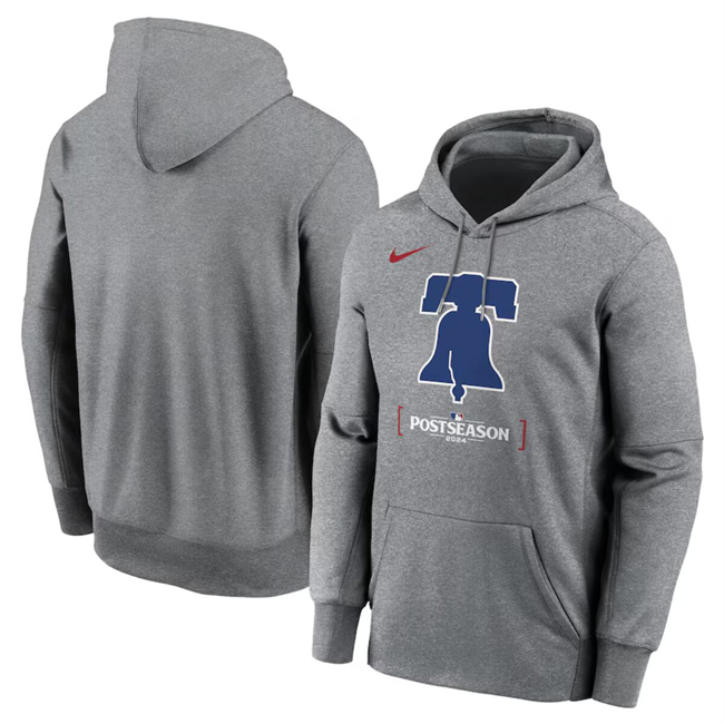 Philadelphia Phillies Heather Charcoal 2024 Postseason Collection Therma Pullover Hoodie - Zenithce