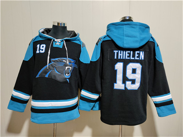 Carolina Panthers #19 Adam Thielen Black Ageless Must-Have Lace-Up Pullover Hoodie - Zenithce