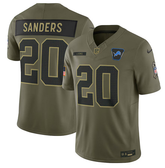Detroit Lions #20 Barry Sanders Olive 2025 Salute to Service Limited Stitched Jersey - Zenithce