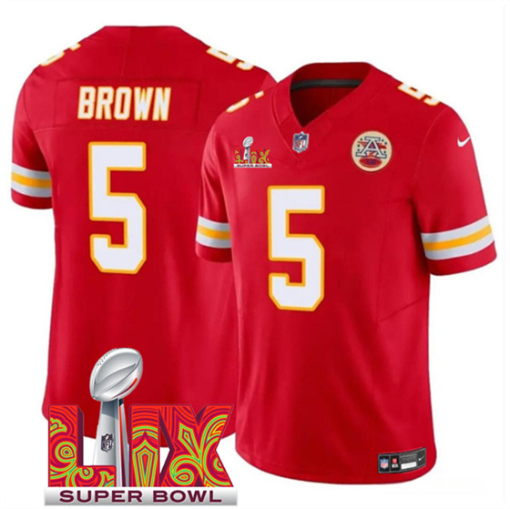 Kansas City Chiefs #5 Hollywood Brown Red 2025 F.U.S.E. Super Bowl LIX Patch Vapor Untouchable Limited Stitched Jersey - Zenithce