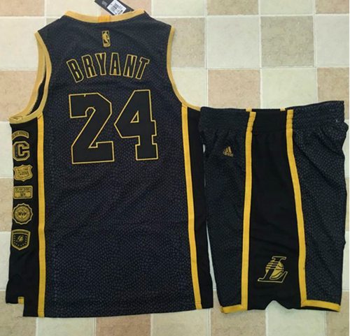 Lakers #24 Kobe Bryant Black Serpentine Retirement Memorial A Set Stitched Jersey - Zenithce