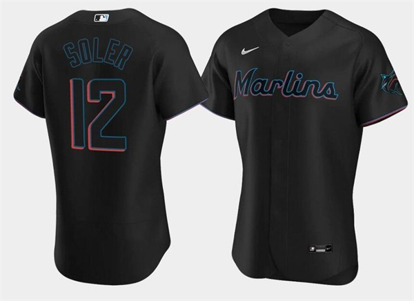 Miami Marlins #12 Jorge Soler Black Flex Base Stitched Jersey - Zenithce