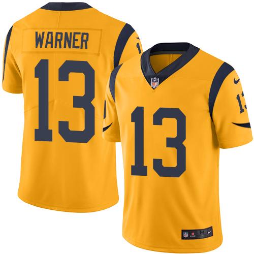 Rams #13 Kurt Warner Gold Stitched Limited Rush Nike Jersey - Zenithce
