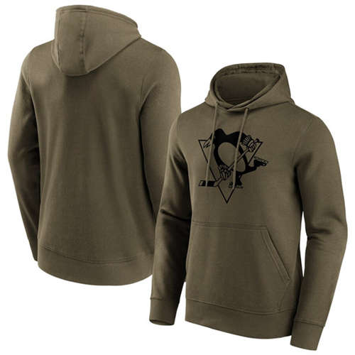 Pittsburgh Penguins Khaki Iconic Preferred Logo Graphic Hoodie - Zenithce