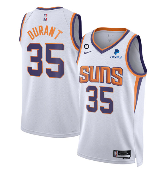 Phoenix Suns #35 Kevin Durant White Association Edition With No.6 Patch Stitched Jersey - Zenithce