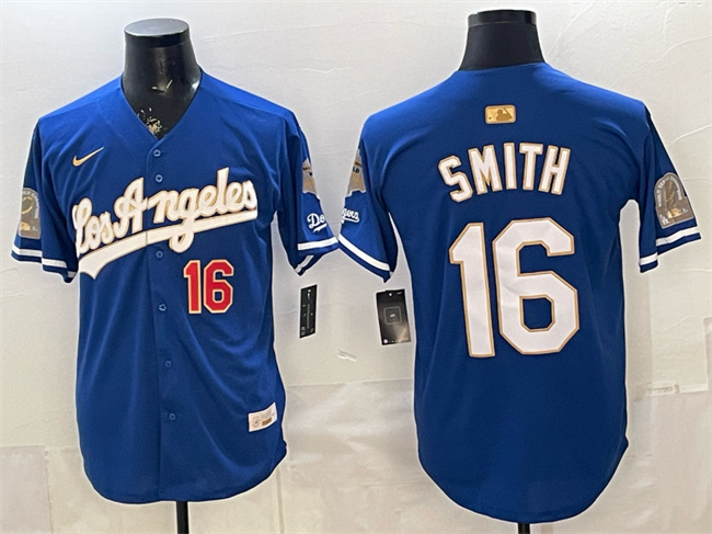Los Angeles Dodgers #16 Will Smith Royal 2026 Gold Collection 9x B2B Champs Patch Stitched Jersey - Zenithce
