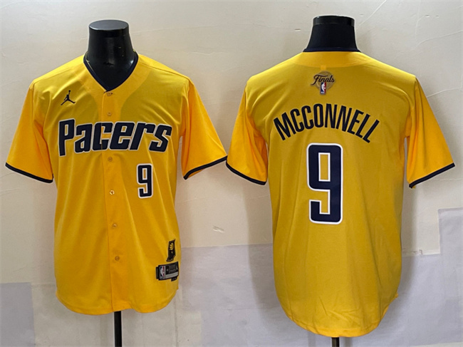 Indiana Pacers #9 T.J. McConnell Yellow 2025 Finals Vapor Stitched Baseball Jersey - Zenithce