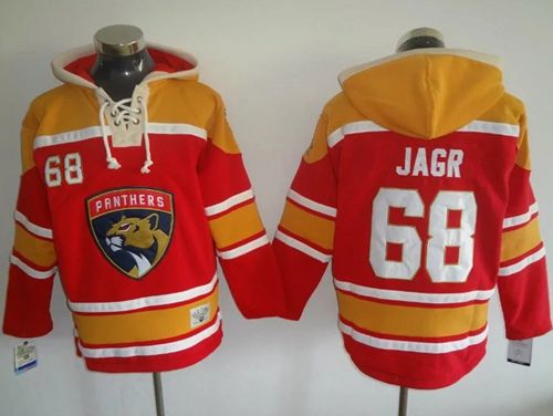 Panthers #68 Jaromir Jagr Red Gold Sawyer Hooded Sweatshirt Stitched Jersey - Zenithce