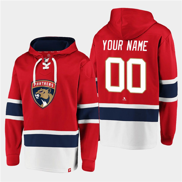 Florida Panthers Custom Red Ageless Must-Have Lace-Up Pullover Hoodie - Zenithce