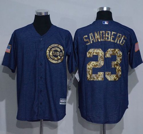 Cubs #23 Ryne Sandberg Denim Blue Salute To Service Stitched Jersey - Zenithce