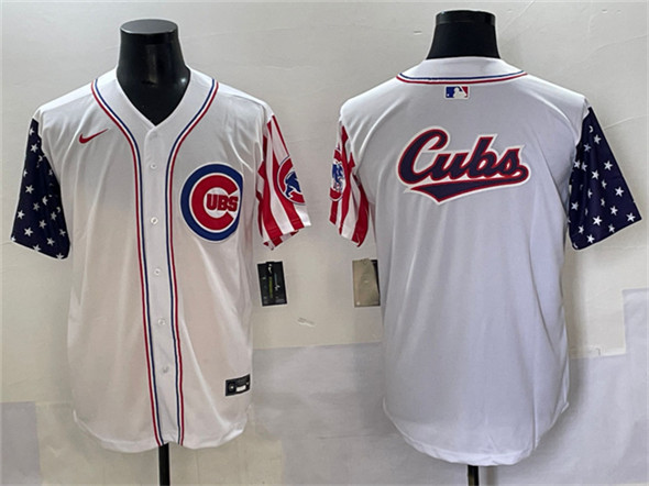 Chicago Cubs Team Big Logo White 2025 Independence Day Vapor Premier Limited Stitched Jersey - Zenithce