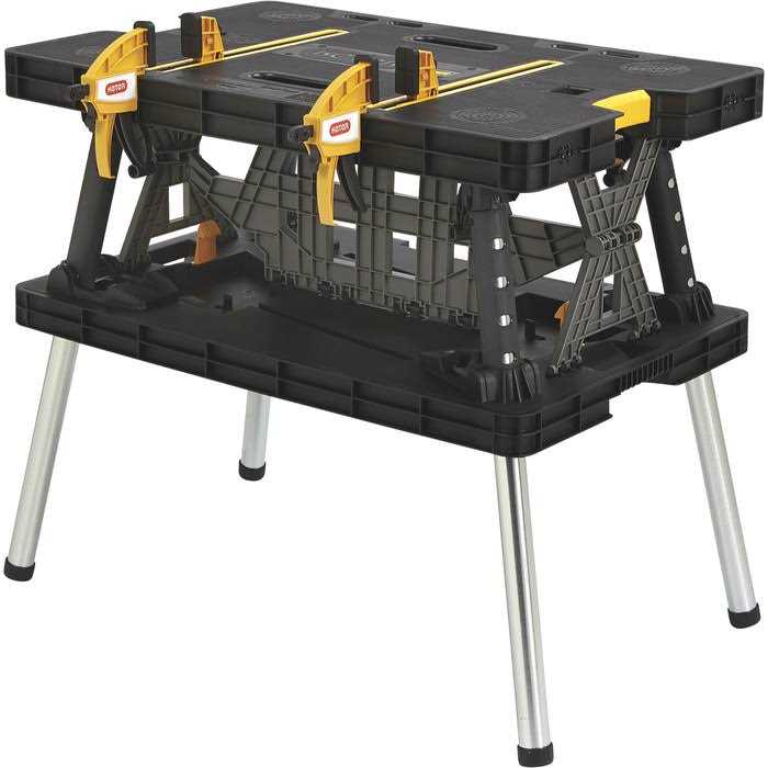Keter Compact Portable Folding Garage Workbench Work Table with Clamps - Zenithce
