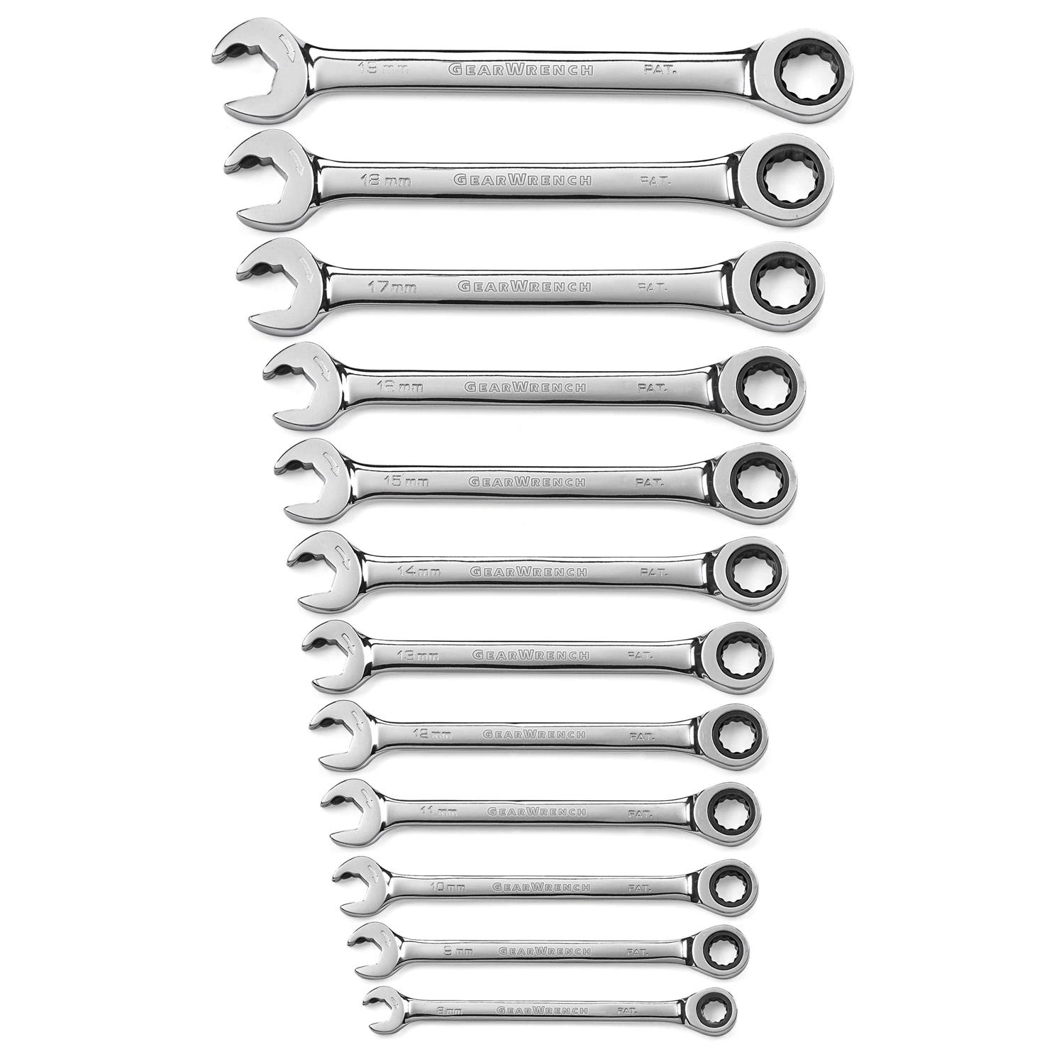 GearWrench 85206 SAE/Metric Stubby Combination Ratcheting Wrench Set - Zenithce