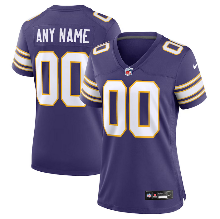 Women's Minnesota Vikings Active Player Custom Purple 2023 Stitched Game Jersey(Run Small) - Zenithce