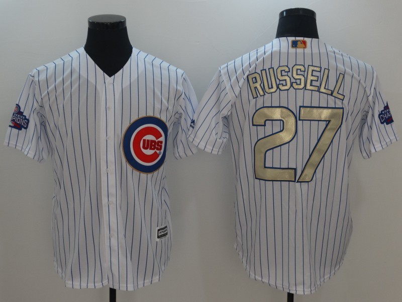Chicago Cubs #27 Addison Russell White 2017 Gold Program Cool Base Stitched Jersey - Zenithce