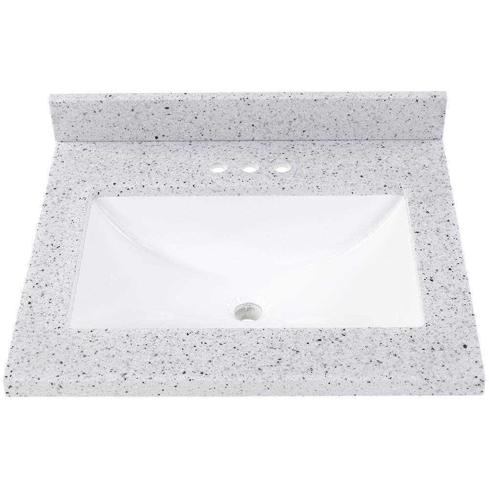 Home Decorators Collection 22 in. D Stone Effects Vanity Top in Winter Mist with White Basin - Zenithce