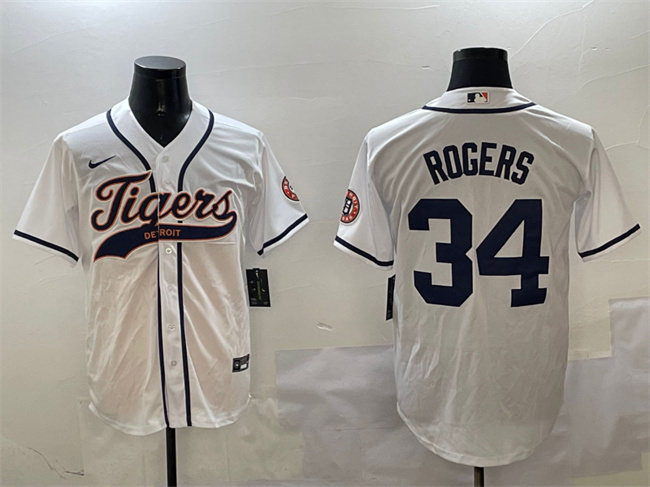 Detroit Tigers #34 Jake Rogers White With Patch Cool Base Stitched Jersey - Zenithce