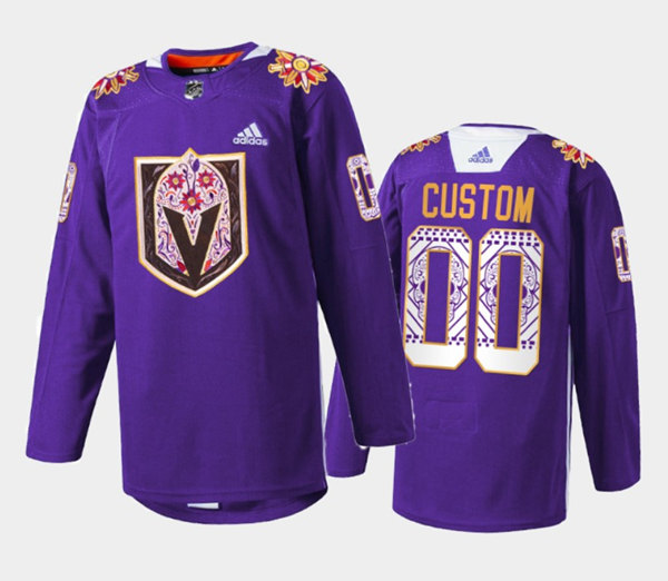 Vegas Golden Knights Custom Purple Hispanic Heritage Warmup Stitched NHL Jersey - Zenithce