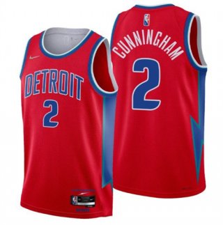 Detroit Pistons #2 Cade Cunningham 75th Anniversary Red Stitched Jersey - Zenithce