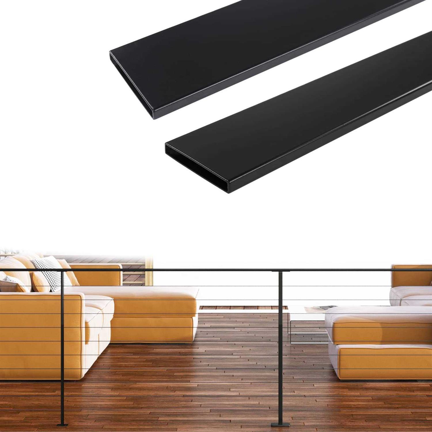 Muzata 6’6 Black Aluminum Flat Handrail HL10 BPA - Zenithce