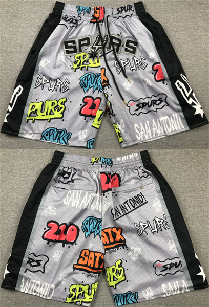 San Antonio Spurs Black Gray Shorts (Run Smaller) - Zenithce