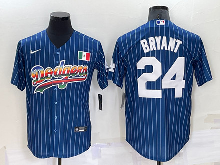 Los Angeles Dodgers #24 Kobe Bryant Navy Mexico Rainbow Cool Base Stitched Baseball Jersey - Zenithce
