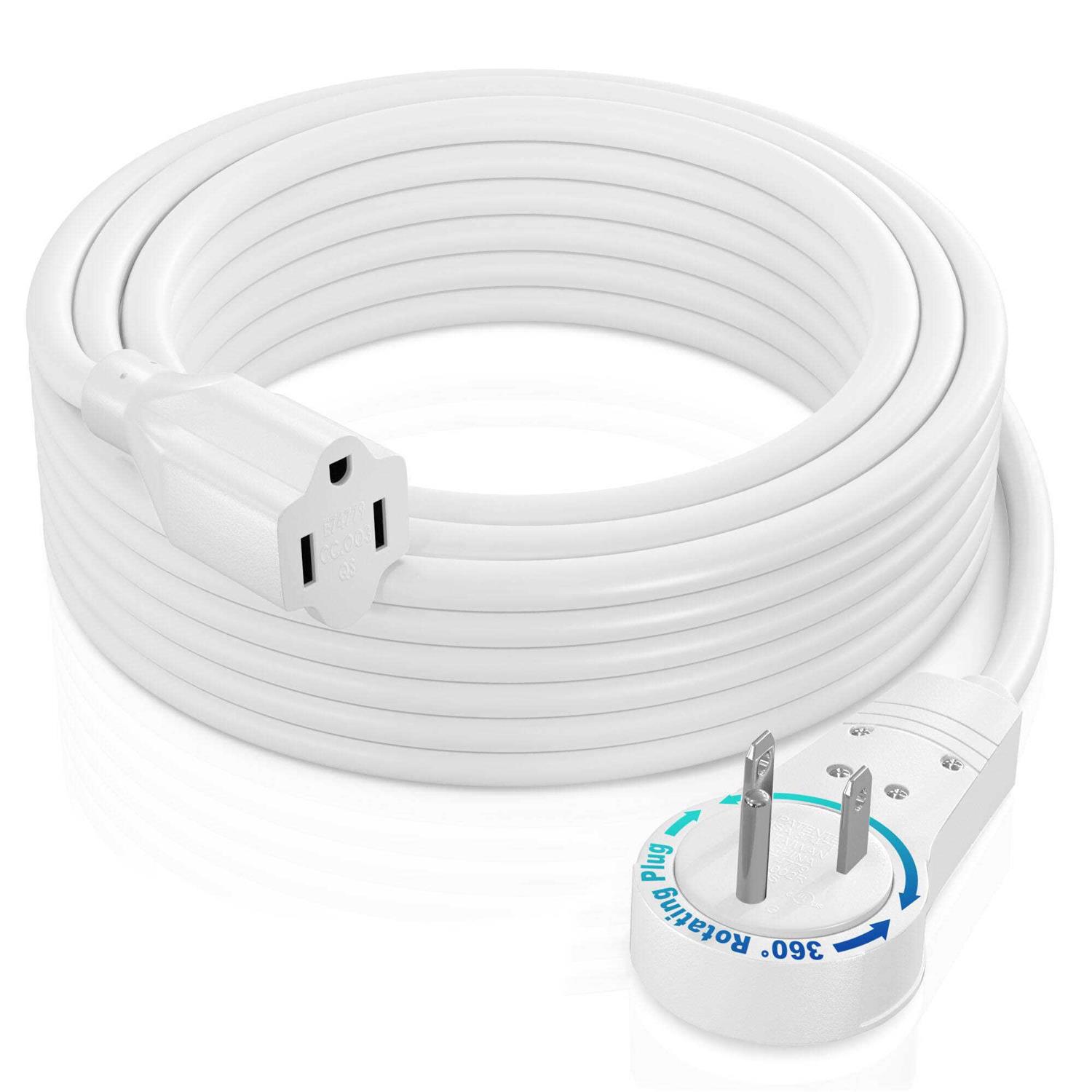 Maximm Cable 15 Feet 360 Rotating Flat Plug Extension Cord/Wire - Zenithce