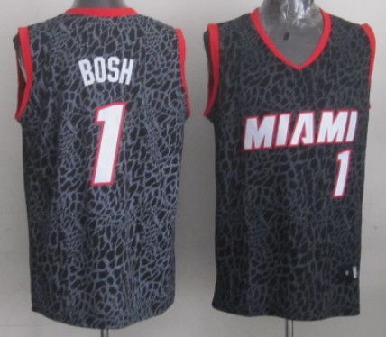 Miami Heat #1 Chris Bosh Black Leopard Print Fashion Jersey - Zenithce