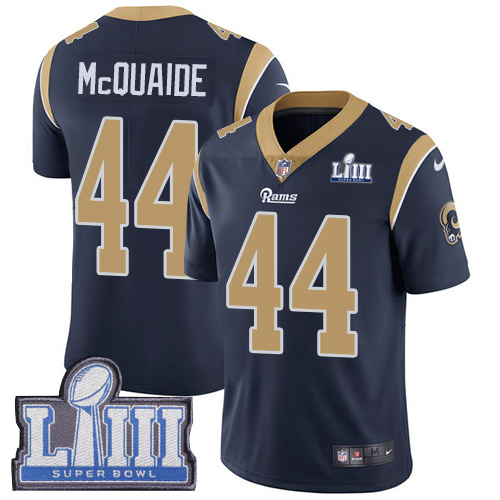 Los Angeles Rams #44 Jacob McQuaide Navy Blue Super Bowl LIII Vapor Untouchable Limited Stitched Jersey - Zenithce