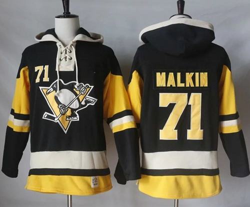 Penguins #71 Evgeni Malkin Black Alternate Sawyer Hooded Sweatshirt Stitched Jersey - Zenithce