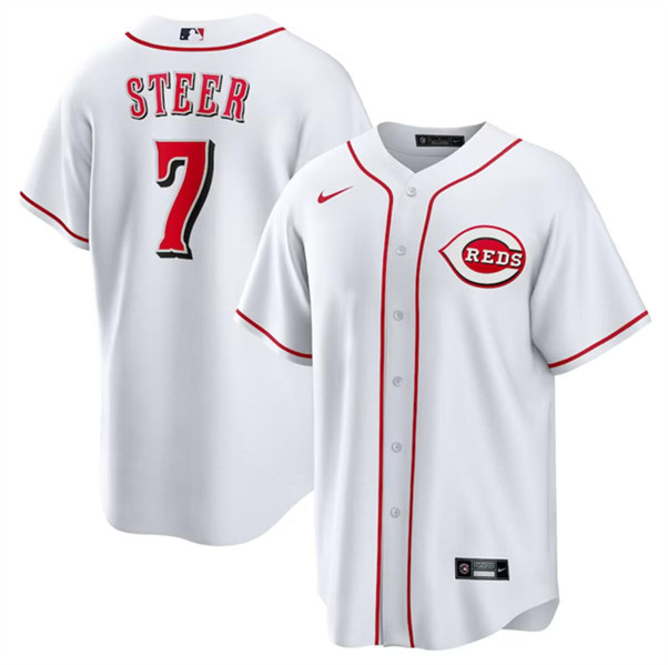 Cincinnati Reds #7 Spencer Steer White Cool Base Stitched Jersey - Zenithce