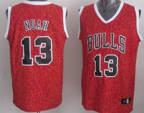 Chicago Bulls #13 Joakim Noah Red Leopard Print Fashion Jersey - Zenithce