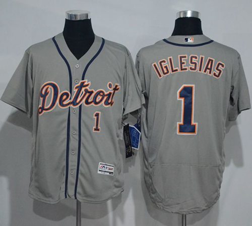 Tigers #1 Jose Iglesias Grey Flexbase Authentic Collection Stitched Jersey - Zenithce